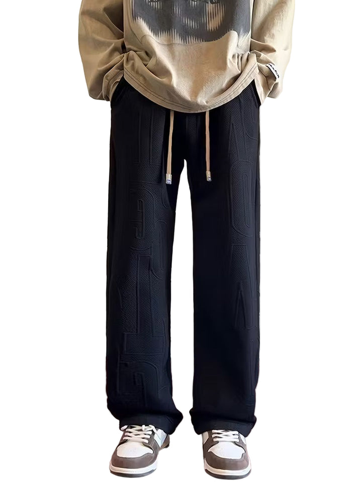 Men’s Drawstring Pants with Embossed Pattern