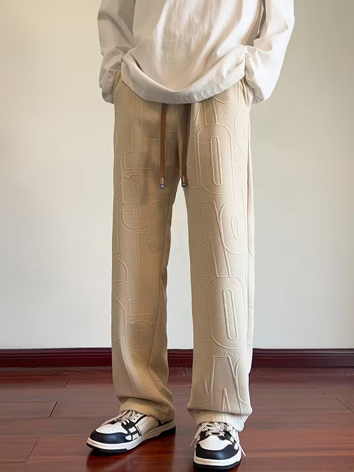 Men’s Drawstring Pants with Embossed Pattern
