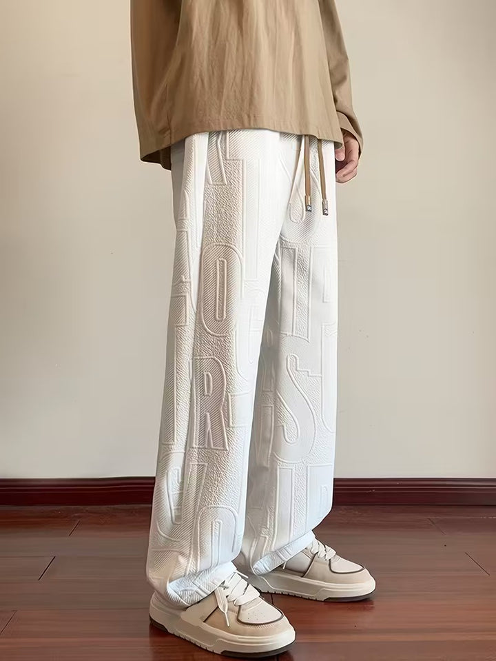 Men’s Drawstring Pants with Embossed Pattern