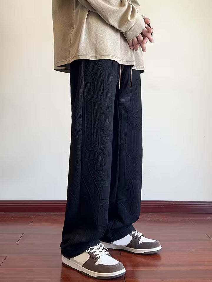 Men’s Drawstring Pants with Embossed Pattern