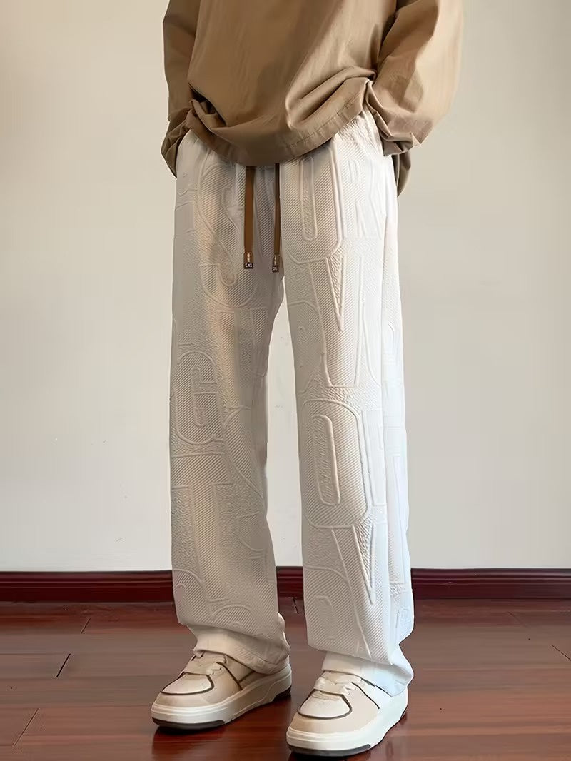Men’s Drawstring Pants with Embossed Pattern