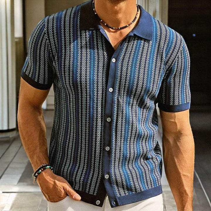 Men’s Button Down Shirt with Collared Neckline and Short Sleeves