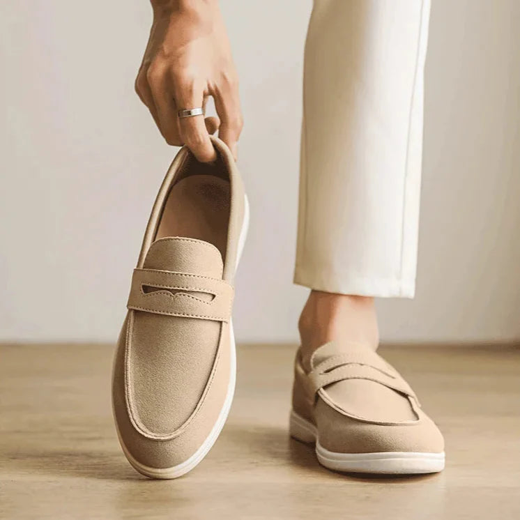 Men’s Loafers with Slip-On Design and Stitched Upper