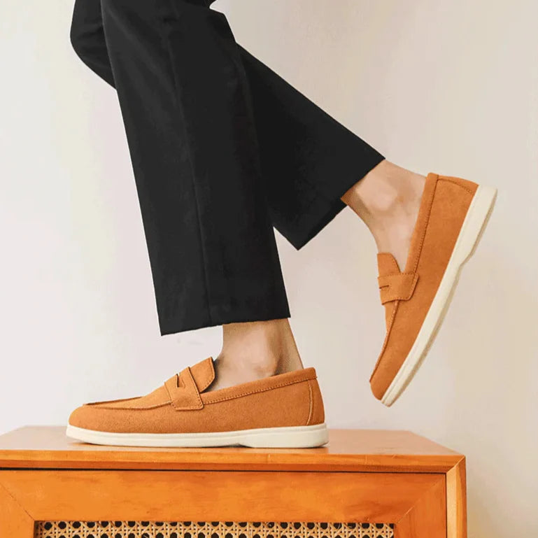 Men’s Loafers with Slip-On Design and Stitched Upper