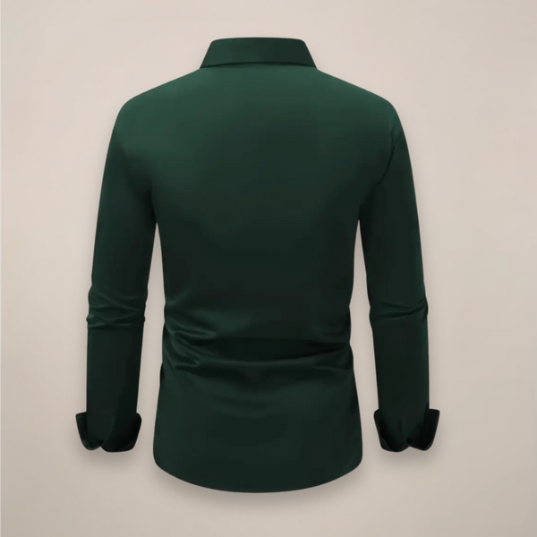 Men’s Long-Sleeve Shirt with Notched Collar and Button Placket