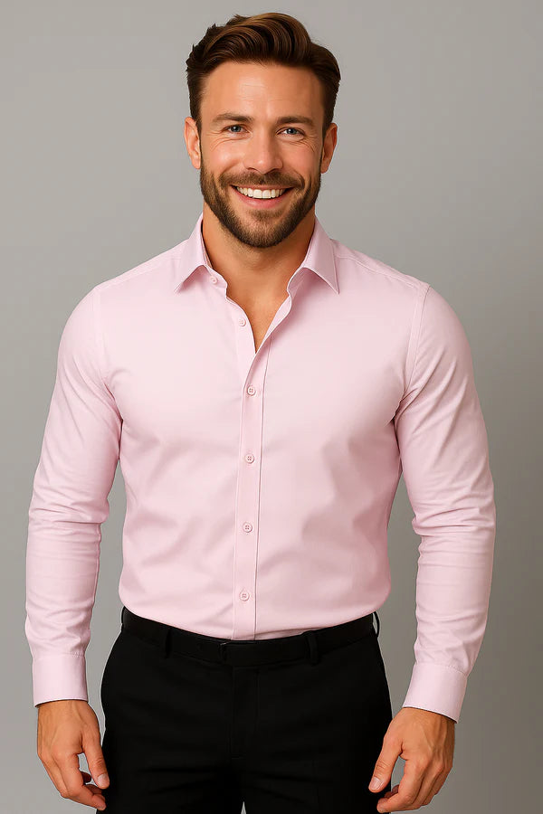 Men’s Long-Sleeved Shirt with Point Collar