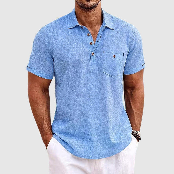 Men’s Polo Shirt with Pointed Collar and Chest Pocket