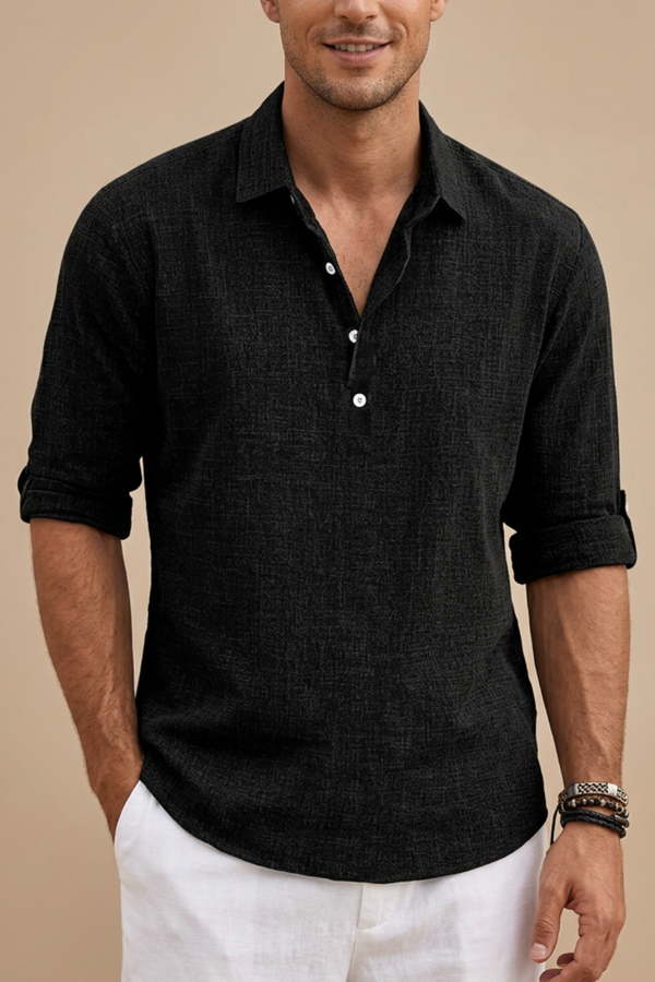 Men’s Shirt with Point Collar and Button Placket