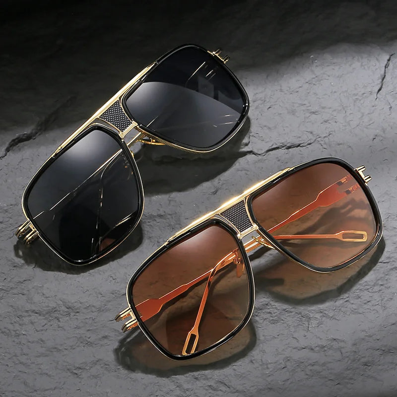 Men’s Sunglasses with Metal Frame and Double Bridge