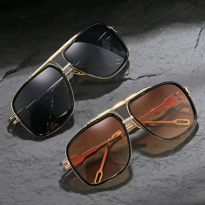 Men’s Sunglasses with Metal Frame and Double Bridge