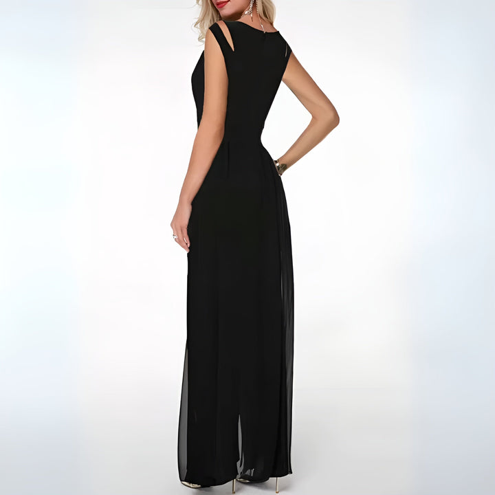 Women’s Jumpsuit with Round Neck and Sleeveless Design
