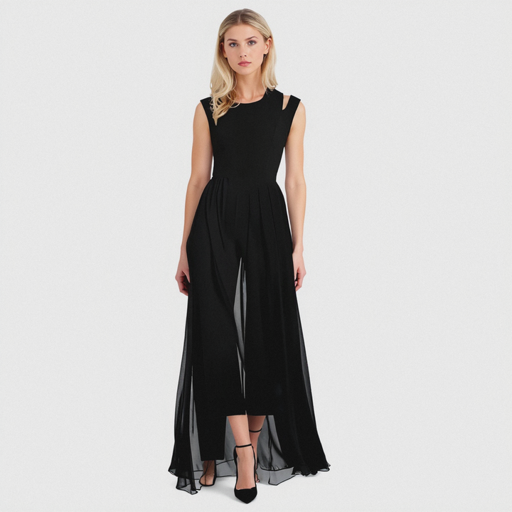 Women’s Jumpsuit with Round Neck and Sleeveless Design