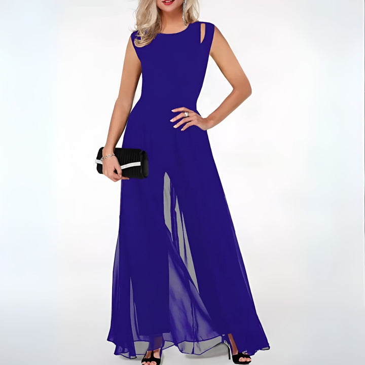 Women’s Jumpsuit with Round Neck and Sleeveless Design