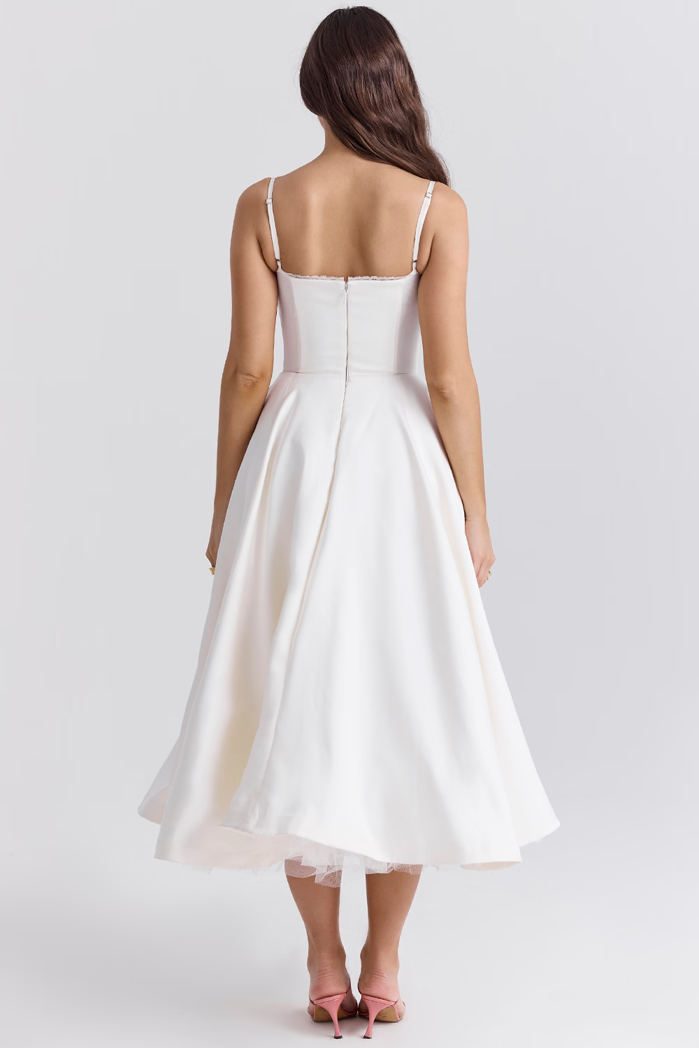 Women’s Midi Dress with Spaghetti Straps and Side Pockets