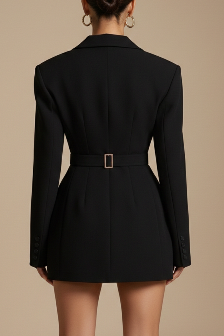 Women’s Blazer with Double-Breasted Front and Notched Lapel