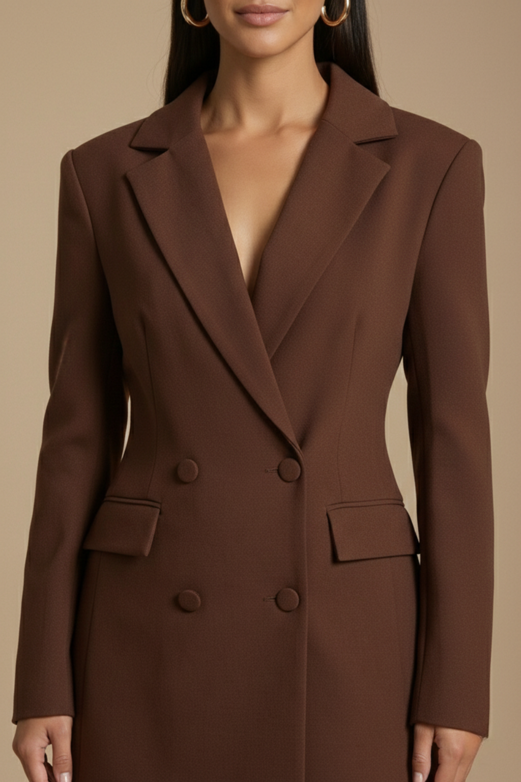 Women’s Blazer with Double-Breasted Front and Notched Lapel