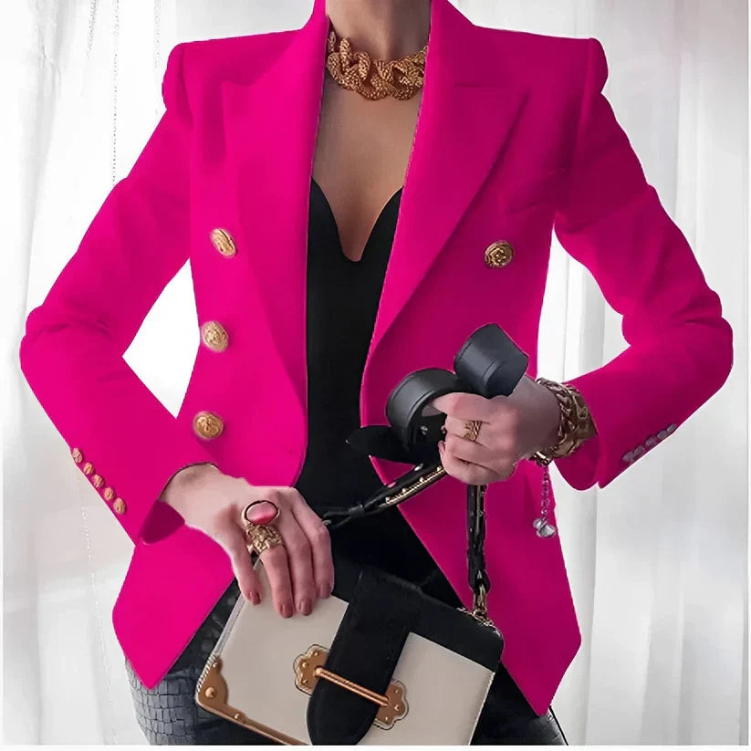 Women’s Blazer with Peak Lapels and Gold-Tone Buttons