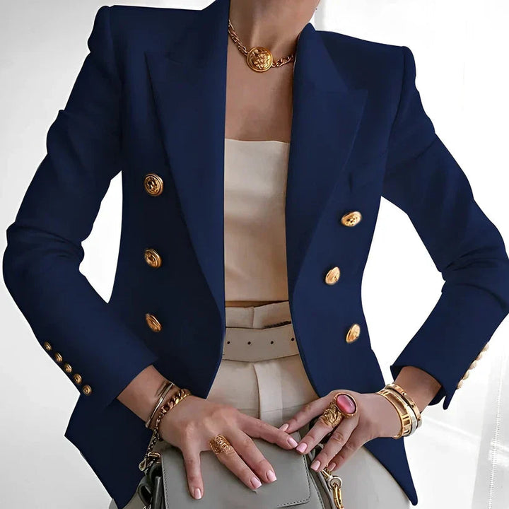 Women’s Blazer with Peak Lapels and Gold-Tone Buttons
