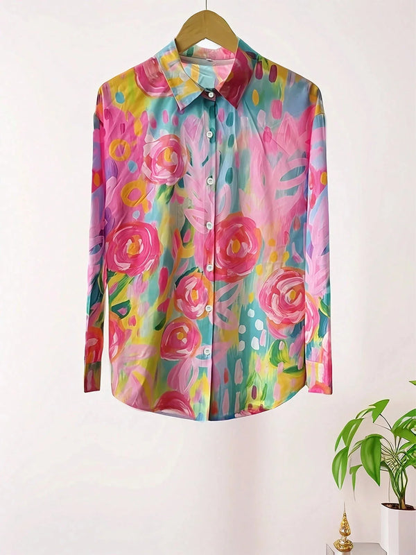 Women’s Blouse with Pointed Collar and Button Front