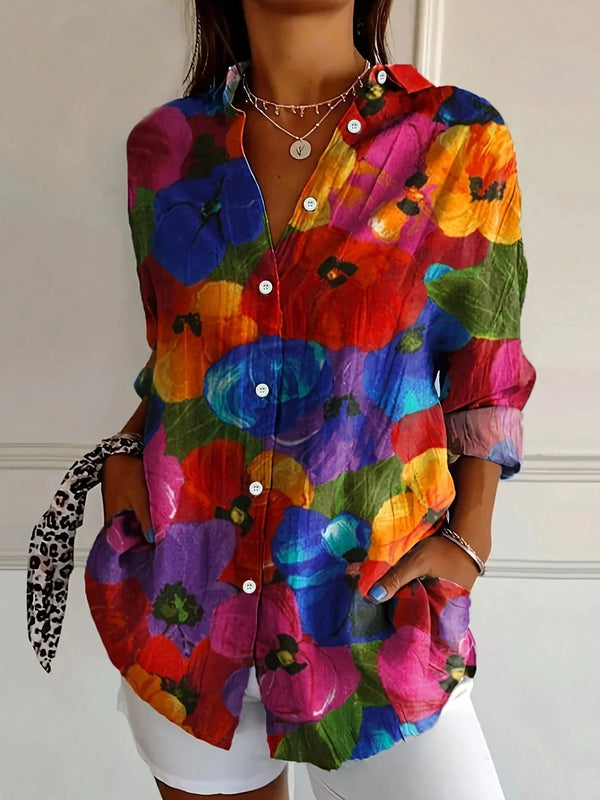 Women’s Blouse with Pointed Collar and Button Front