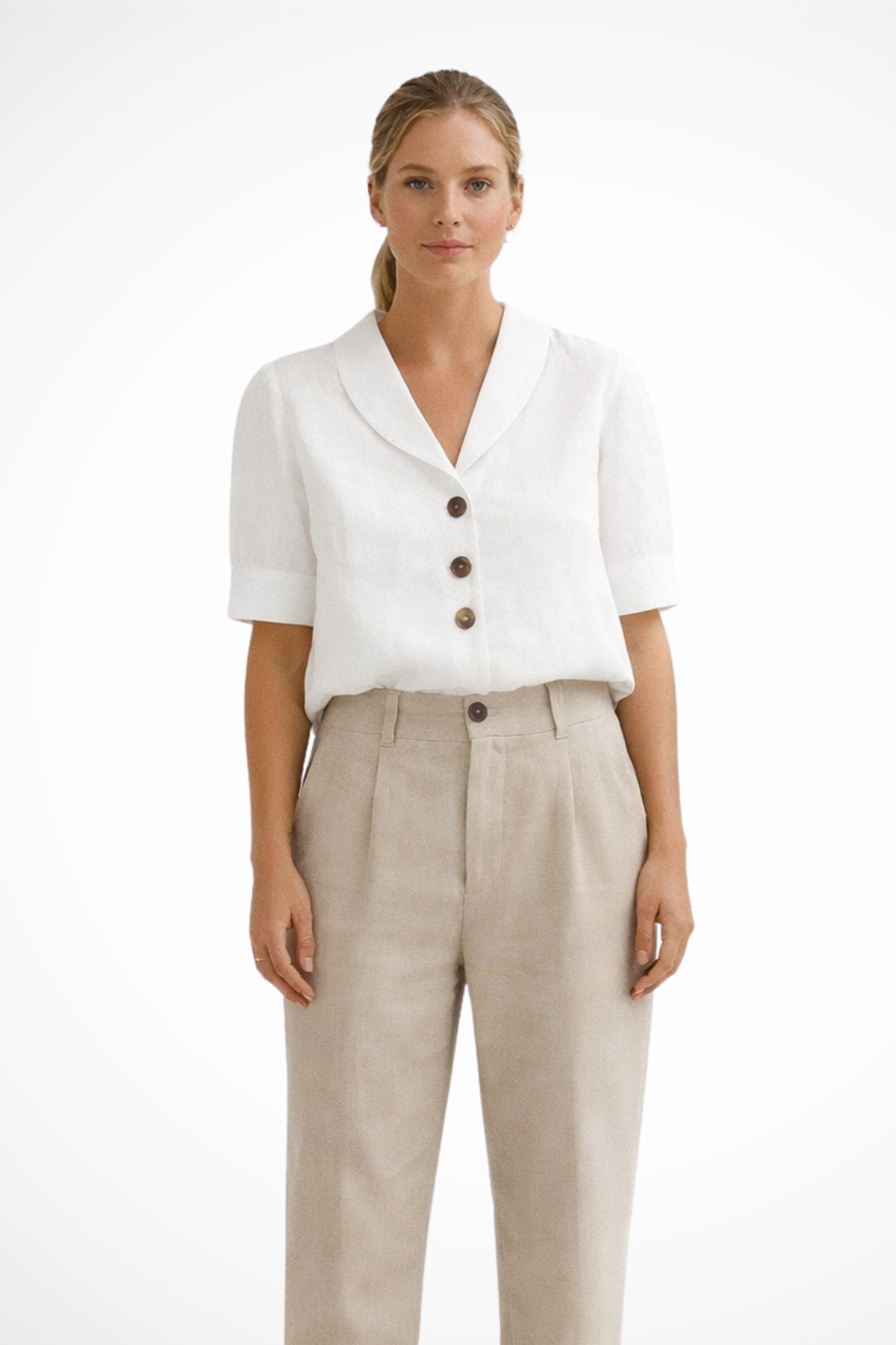 Women’s Blouse with Soft Collar and Button Front