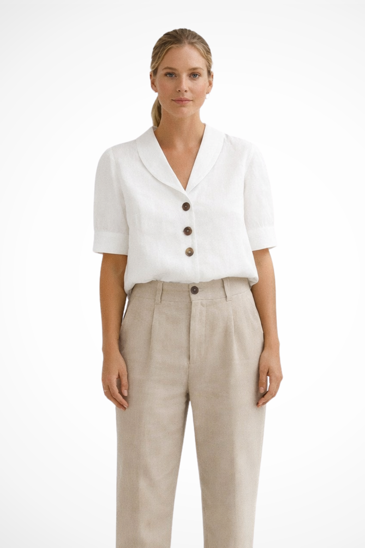 Women’s Blouse with Soft Collar and Button Front