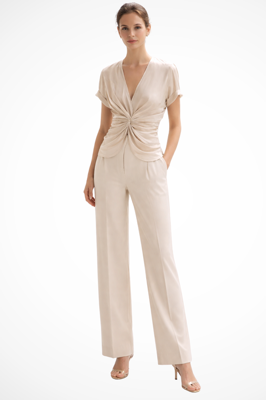 Women’s Blouse with V-Neckline and Draped Waist