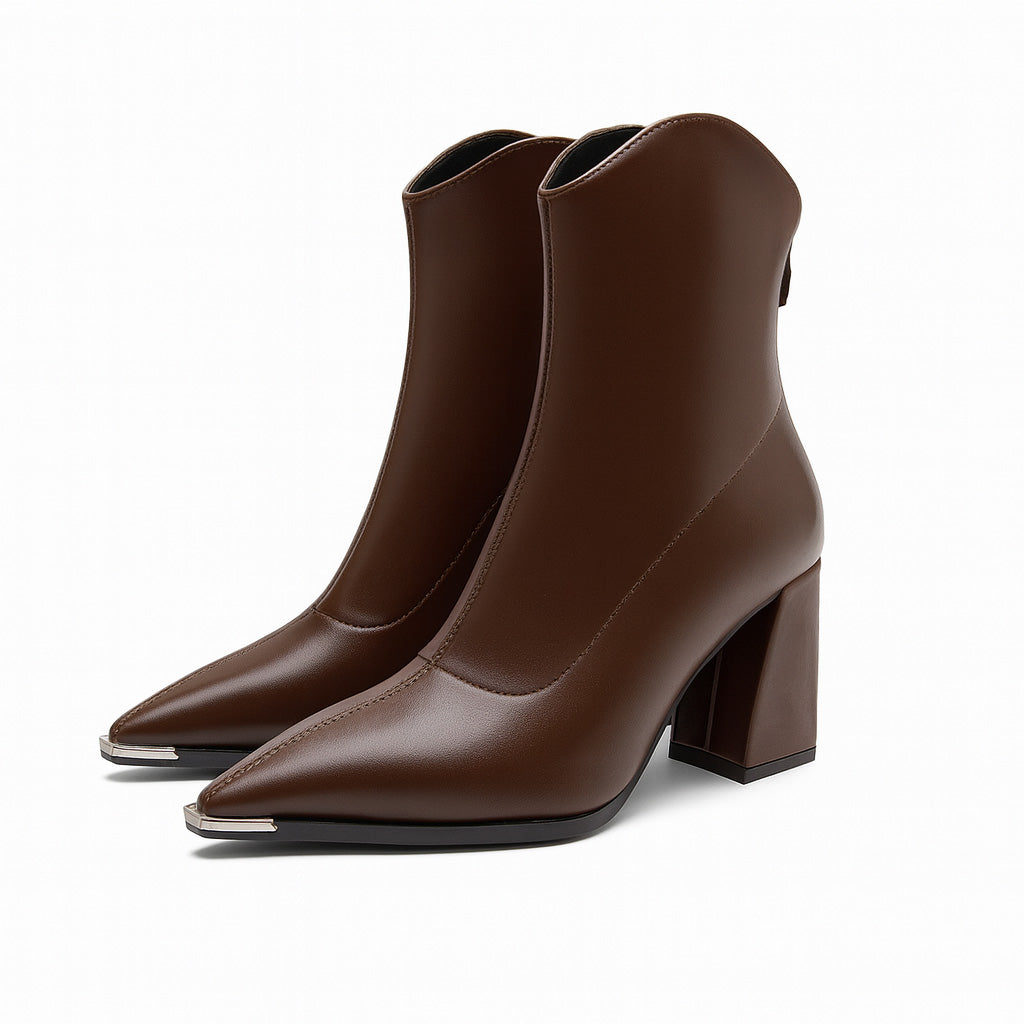 Women’s Boots with Block Heel and Pointed Toe