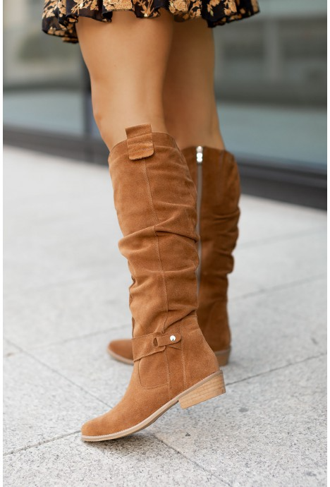Women’s Boots with Knee-High Slouch and Side Zip