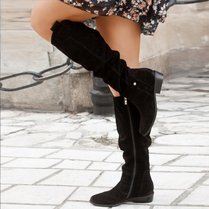 Women’s Boots with Knee-High Slouch and Side Zip