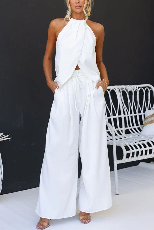 Women’s Co-Ord Set with Halter Top and Drawstring Trousers