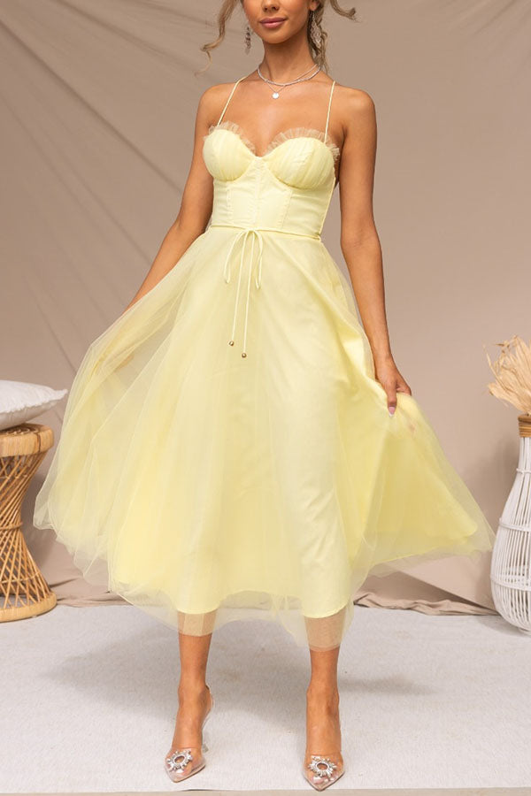 Women’s Corset Midi Dress with Sweetheart Neckline
