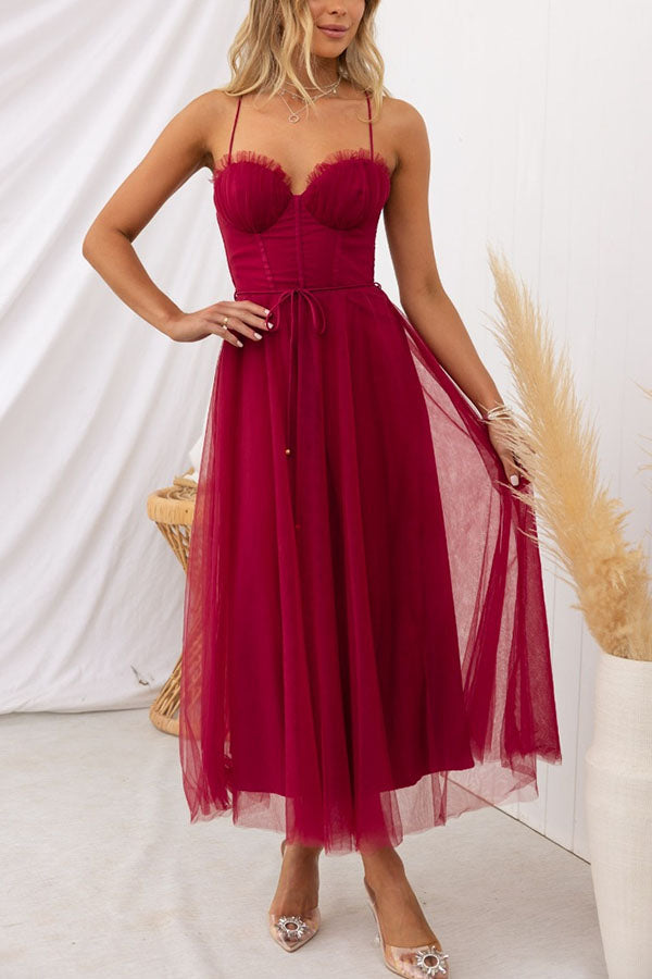 Women’s Corset Midi Dress with Sweetheart Neckline