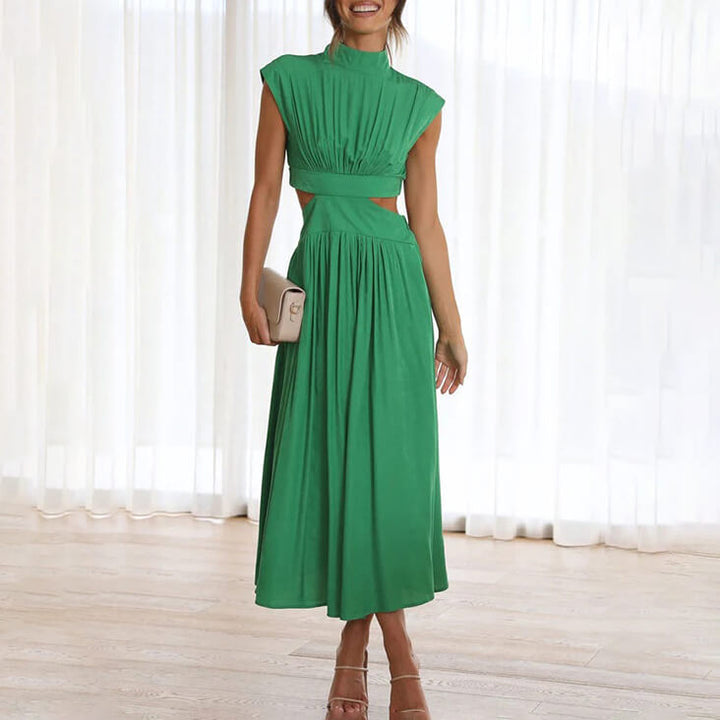 Women’s Dress with High Neckline and Waist Cutouts