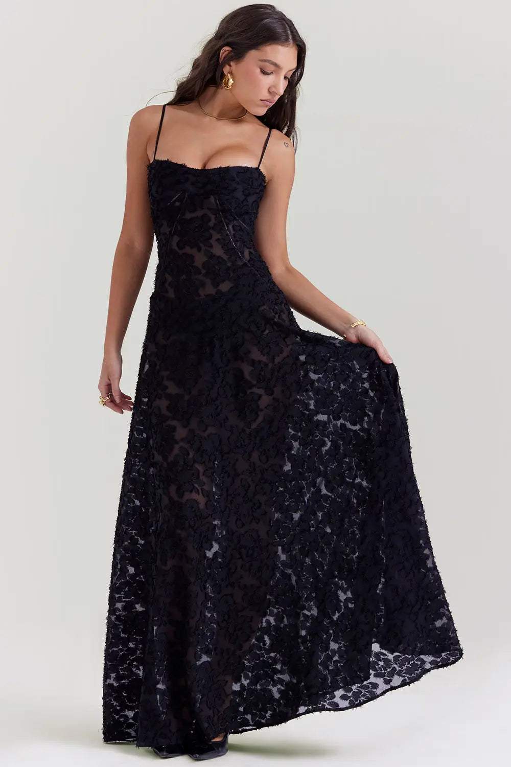 Women’s Dress with Spaghetti Straps and Lace-Up Back
