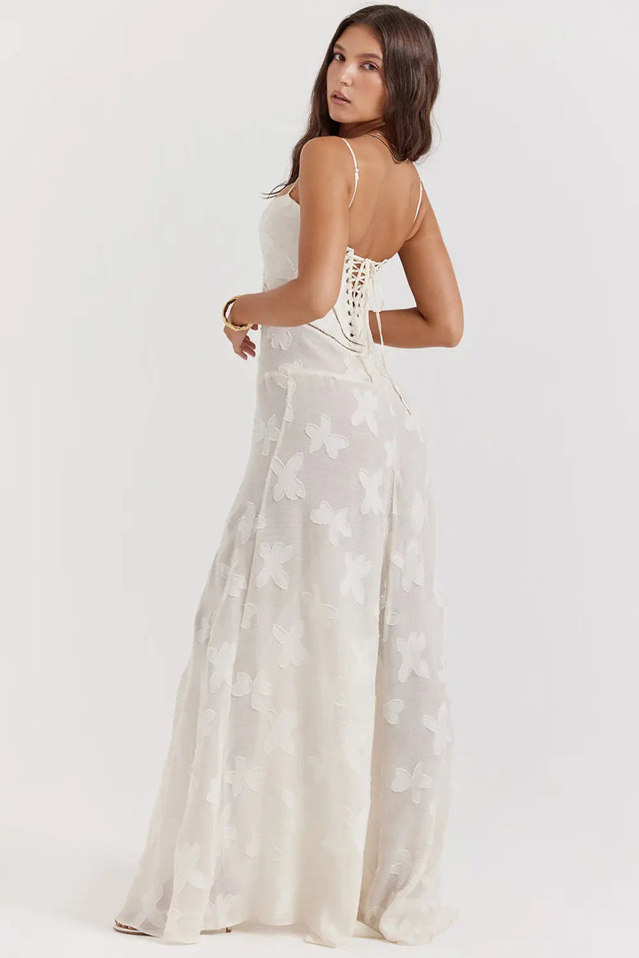 Women’s Dress with Spaghetti Straps and Lace-Up Back