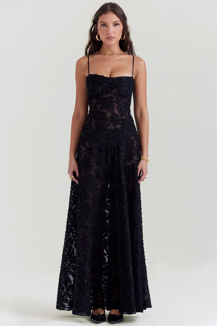 Women’s Dress with Spaghetti Straps and Lace-Up Back