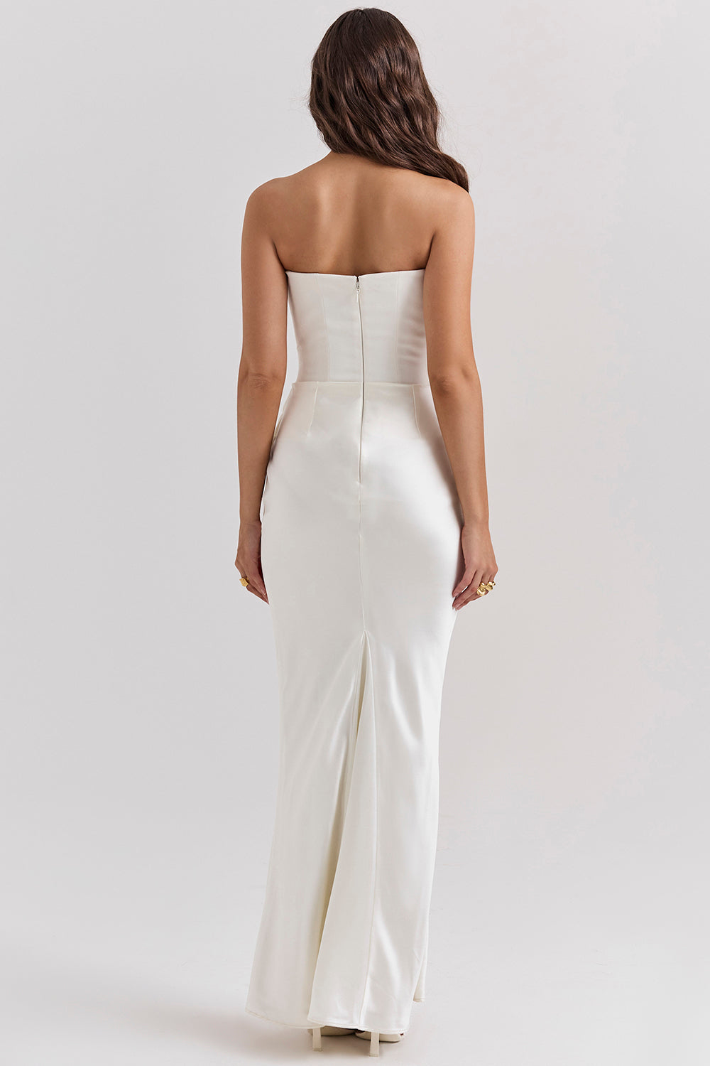 Women’s Dress with Strapless Neckline and Draped Waist Panel