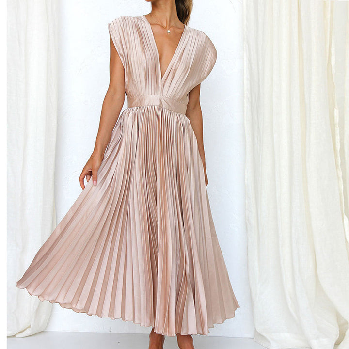 Women’s Dress with V-Neck and Sleeveless Design