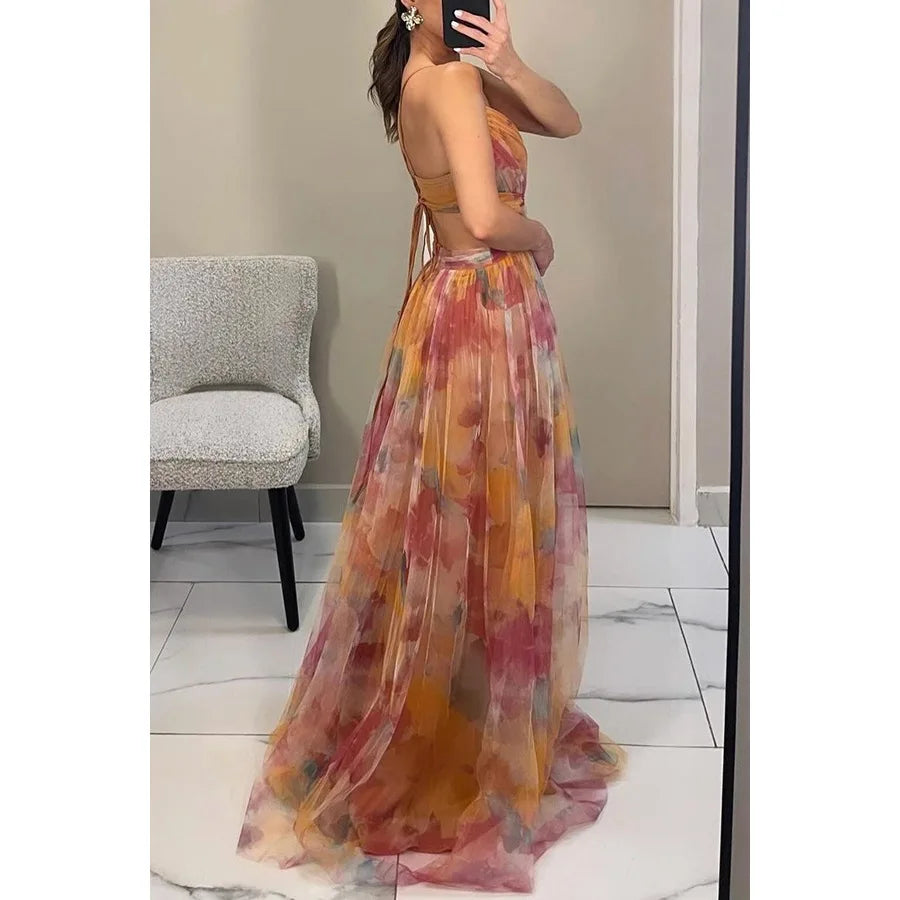 Women’s Dress with V-Neckline and Side Cutouts