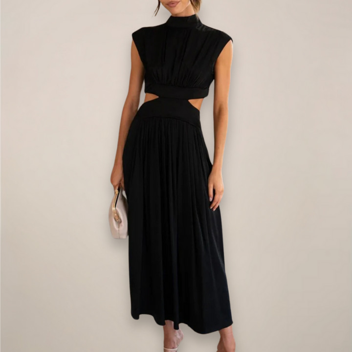 Women’s Maxi Dress with Cap Sleeves and Cut-Out Waist