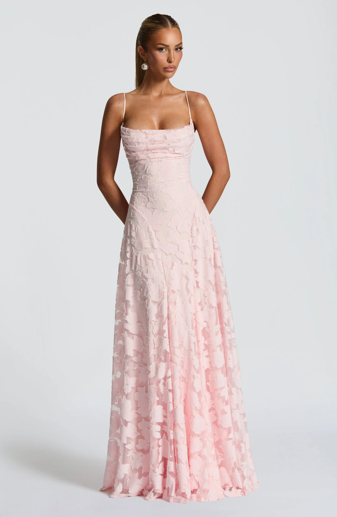 Women’s Maxi Dress with Cowl Neckline and Lace-Up Back
