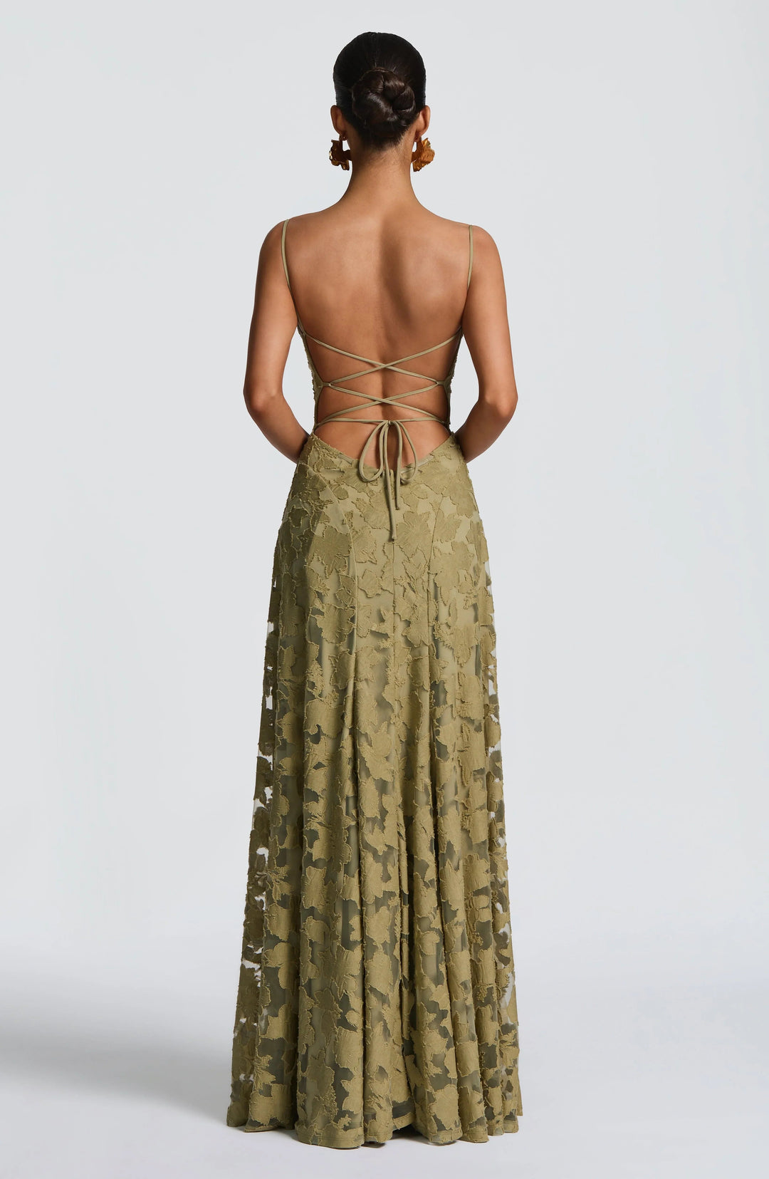 Women’s Maxi Dress with Cowl Neckline and Lace-Up Back