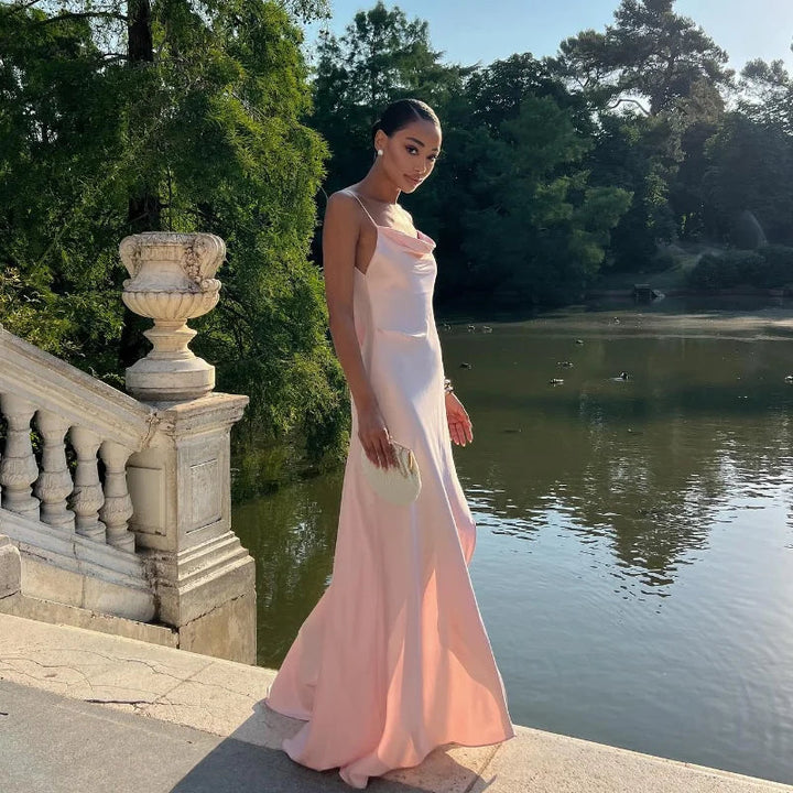 Women’s Maxi Dress with Cowl Neckline and Side Slit
