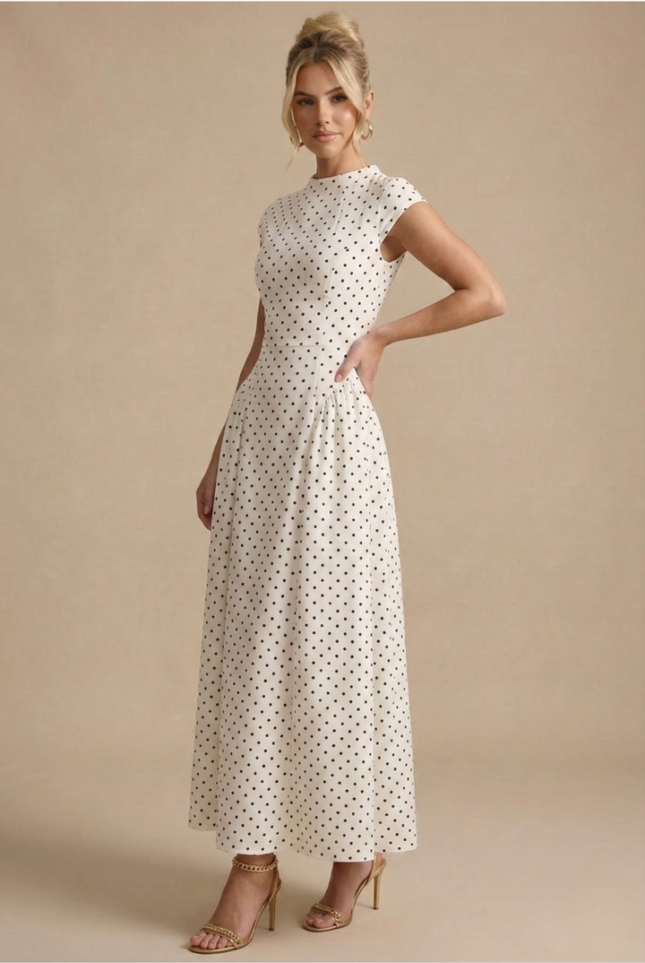 Women’s Maxi Dress with Round Neck and A-Line Skirt