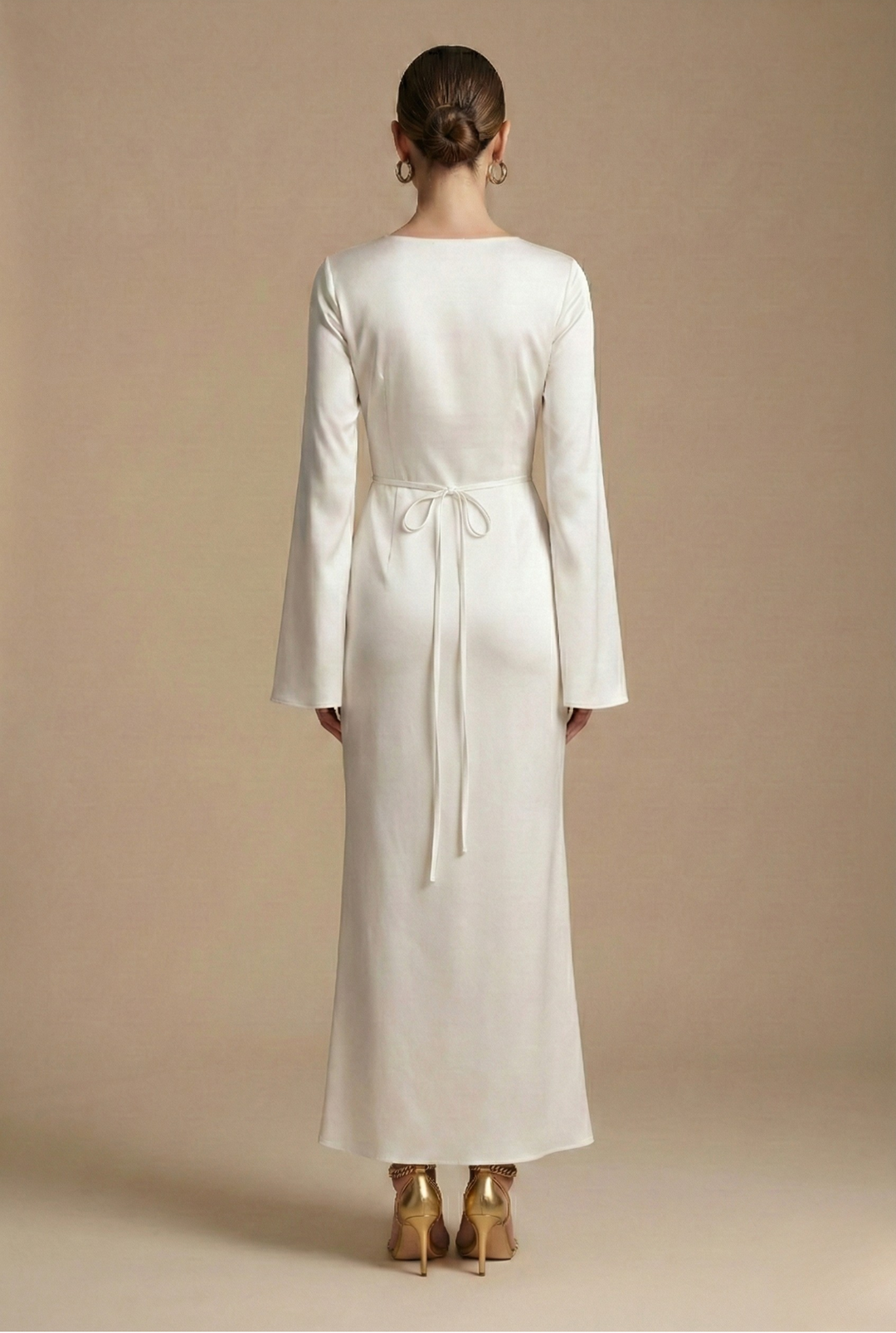 Women’s Maxi Dress with Round Neck and Tie Waist