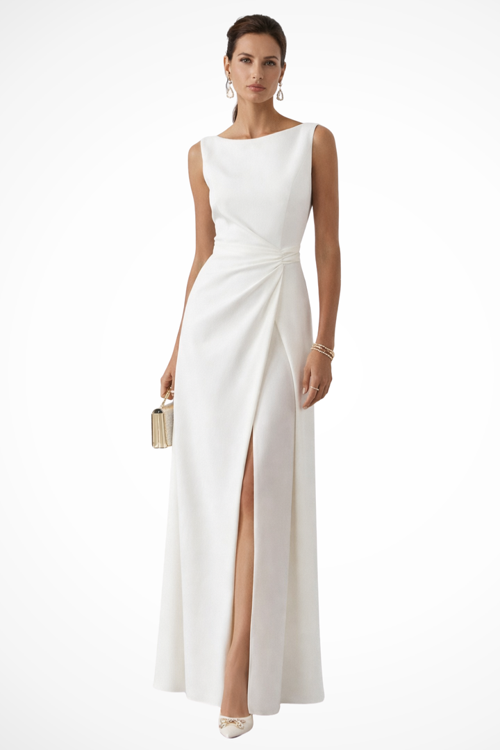 Women’s Maxi Dress with Sleeveless Bodice and Side Slit