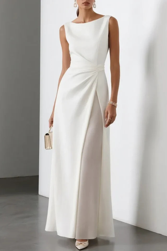 Women’s Maxi Dress with Sleeveless Bodice and Side Slit