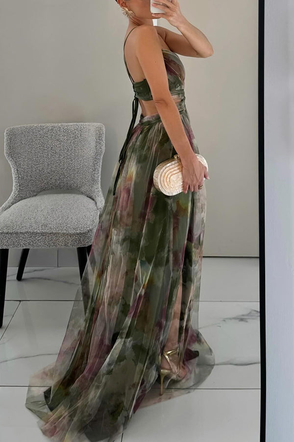 Women’s Maxi Dress with Spaghetti Straps and Deep V-Neck