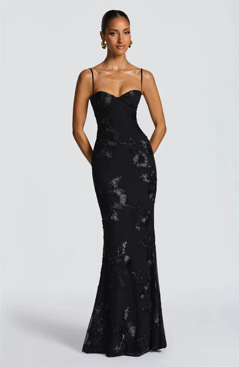 Women’s Maxi Dress with Spaghetti Straps and Floral